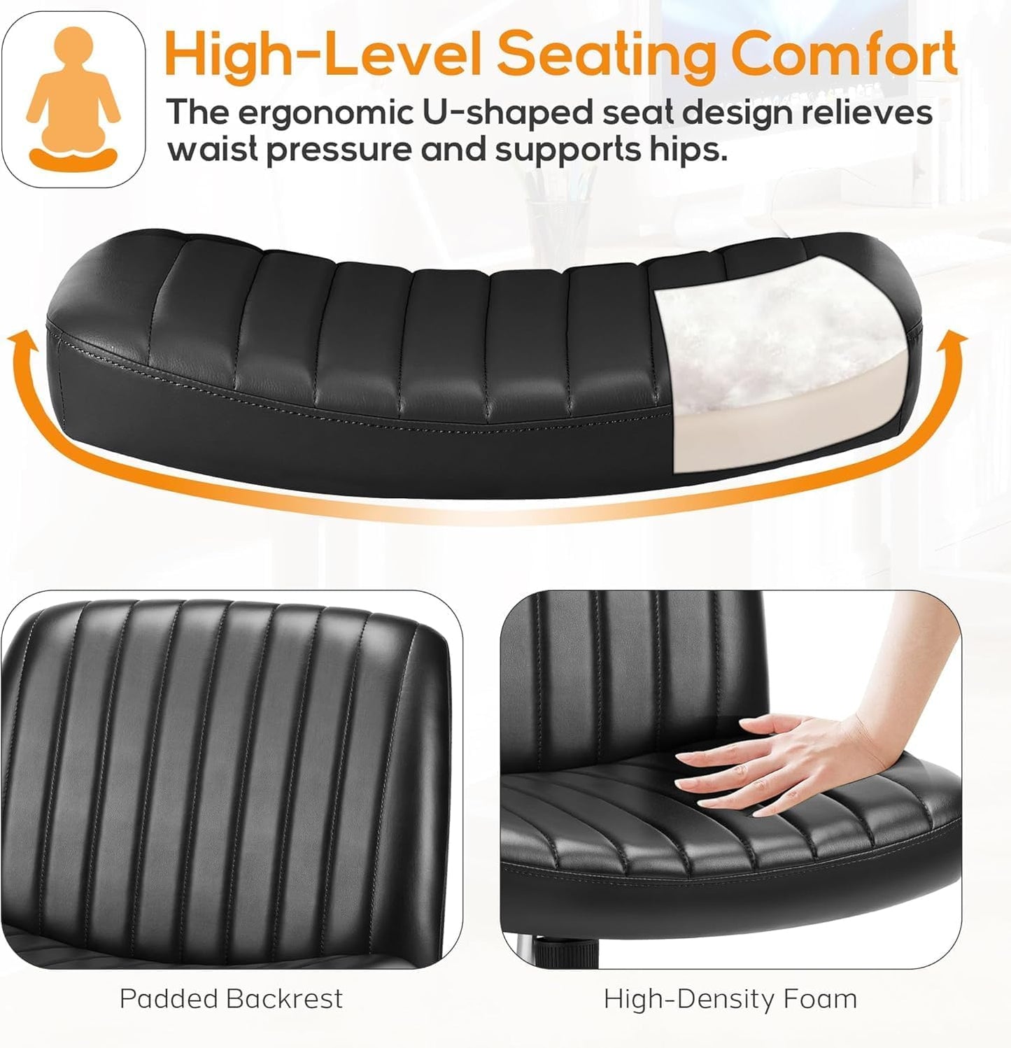 DUMOS Criss Cross Chair Legged Office Wide Comfy Desk Seat