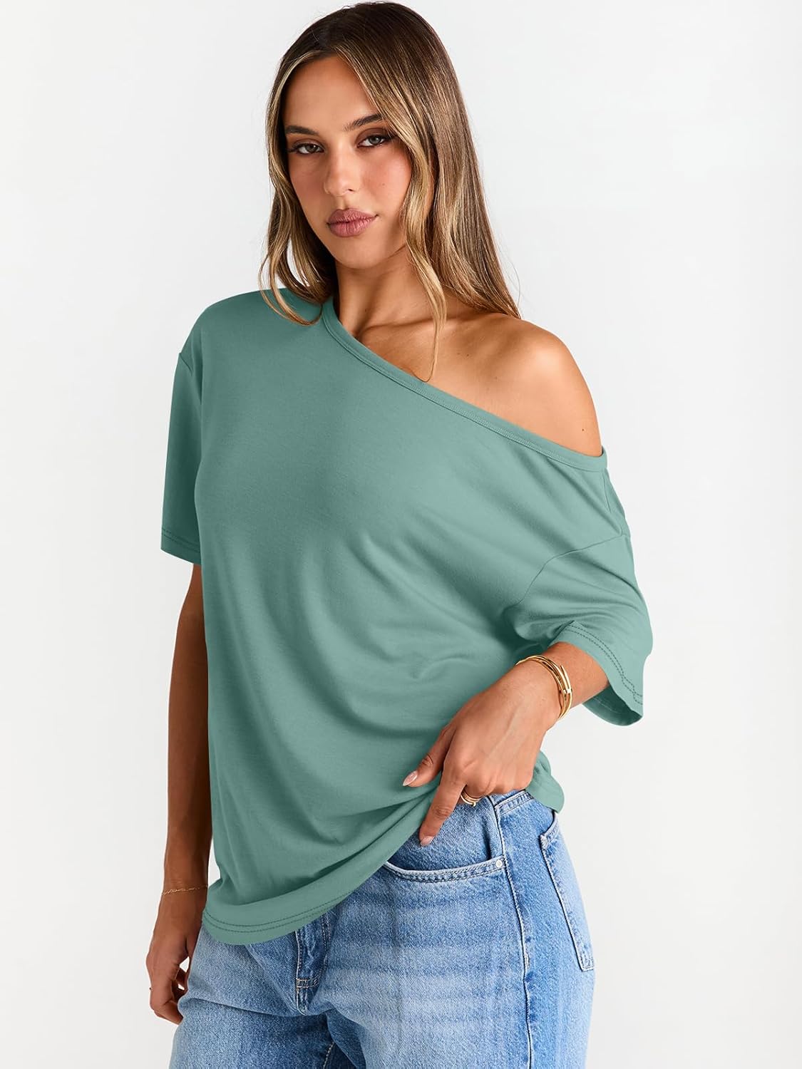 Womens Off The Shoulder Tops Oversized T-Shirts