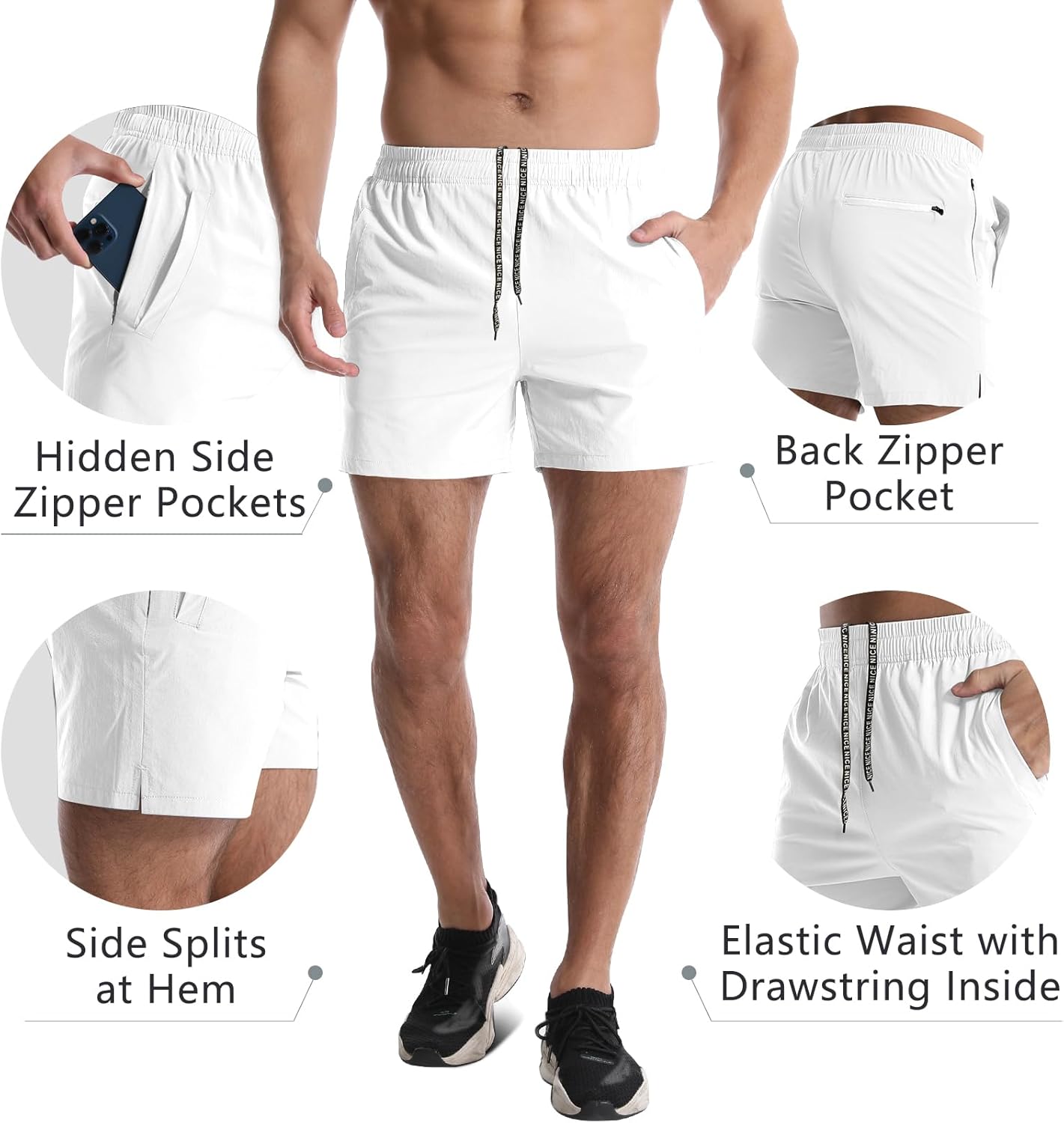 2 Pack Mens Athletic Shorts 5 Inch Quick Dry Gym Workout Shorts Men Lightweight Sports Running Shorts with Pockets