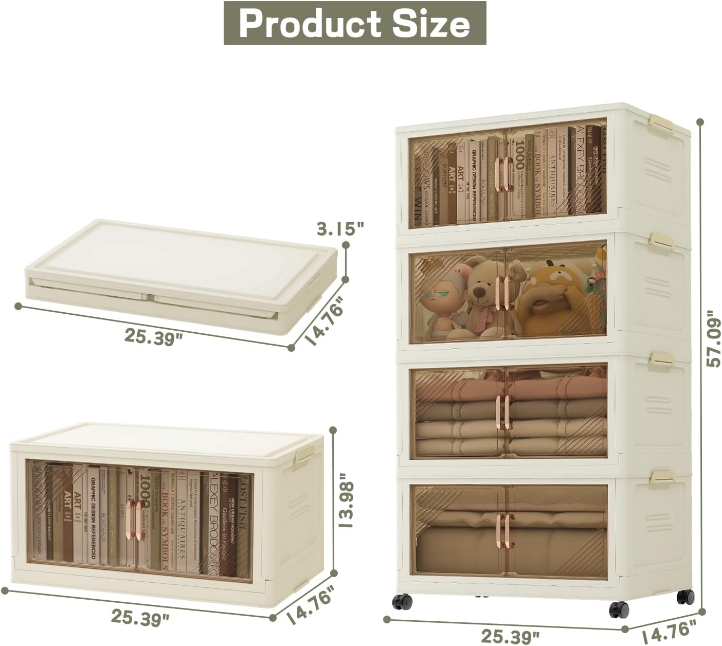 23 Gal Stackable Storage Bins with Lids and Wheels 5 Pack