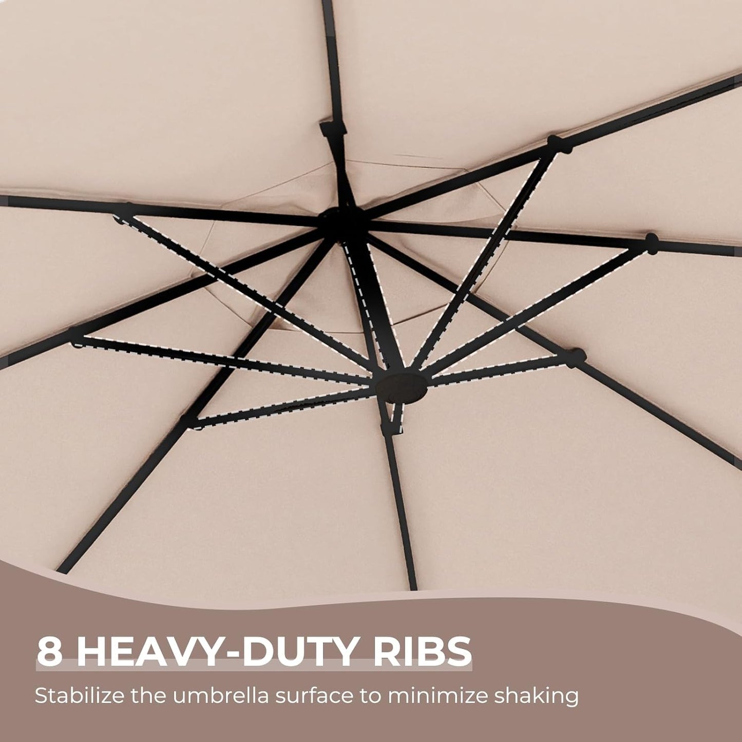 12FT Outdoor Offset Cantilever Umbrella with Base Champagne