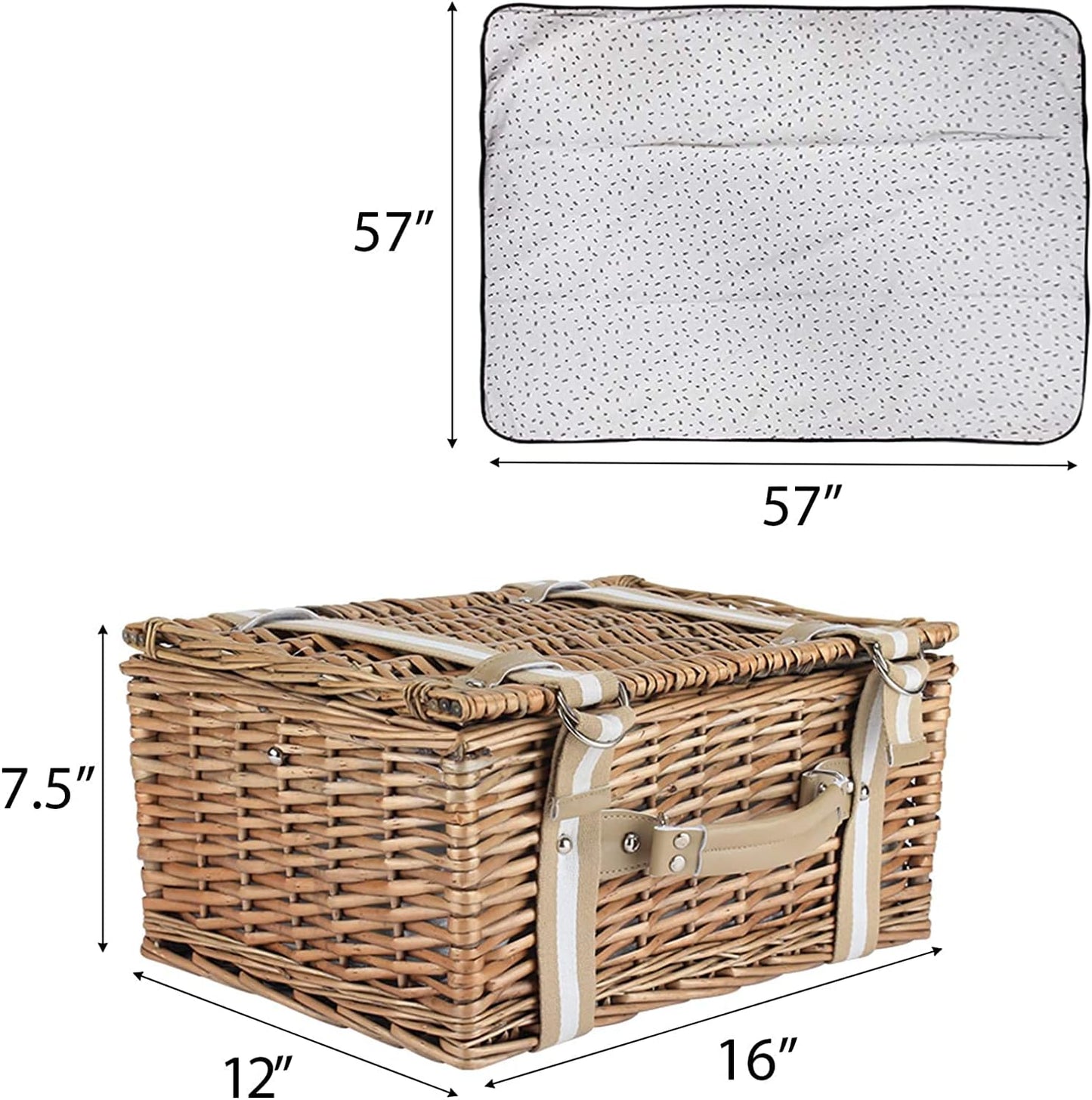 19Pcs Picnic Basket for 2 with Blanket
