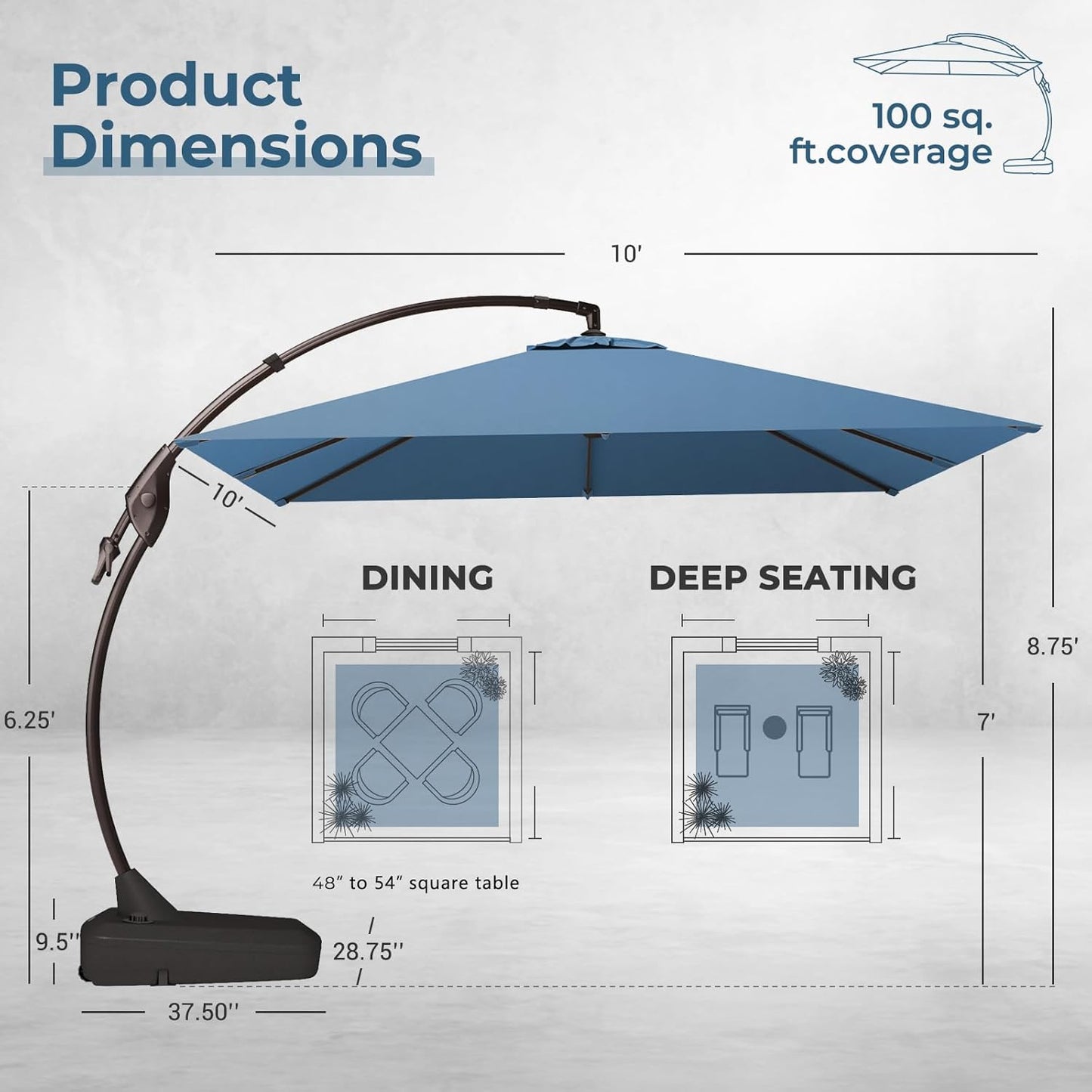 12FT Outdoor Offset Cantilever Umbrella with Base Champagne