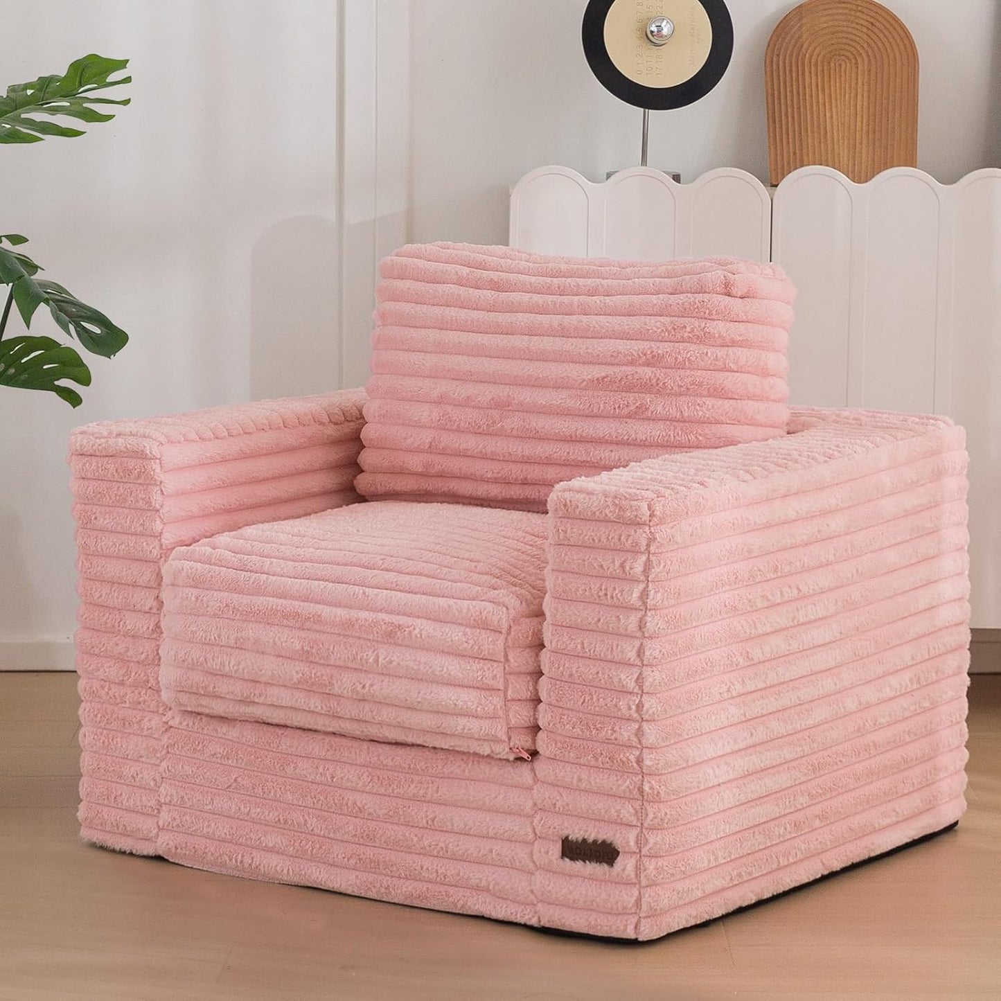 Plush Giant Bean Bag Sofa for Adults Floor Loveseat Chair with Armrests White