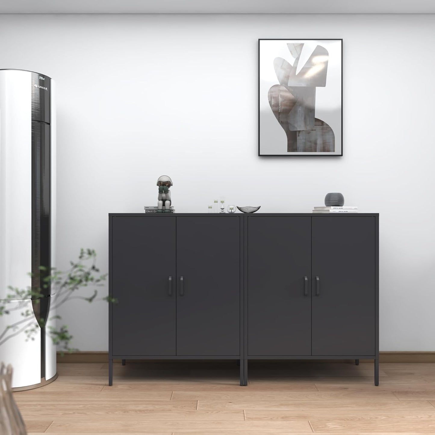 2 Door Storage Sideboard Metal Storage Cabinet with 2 Adjustable Shelf
