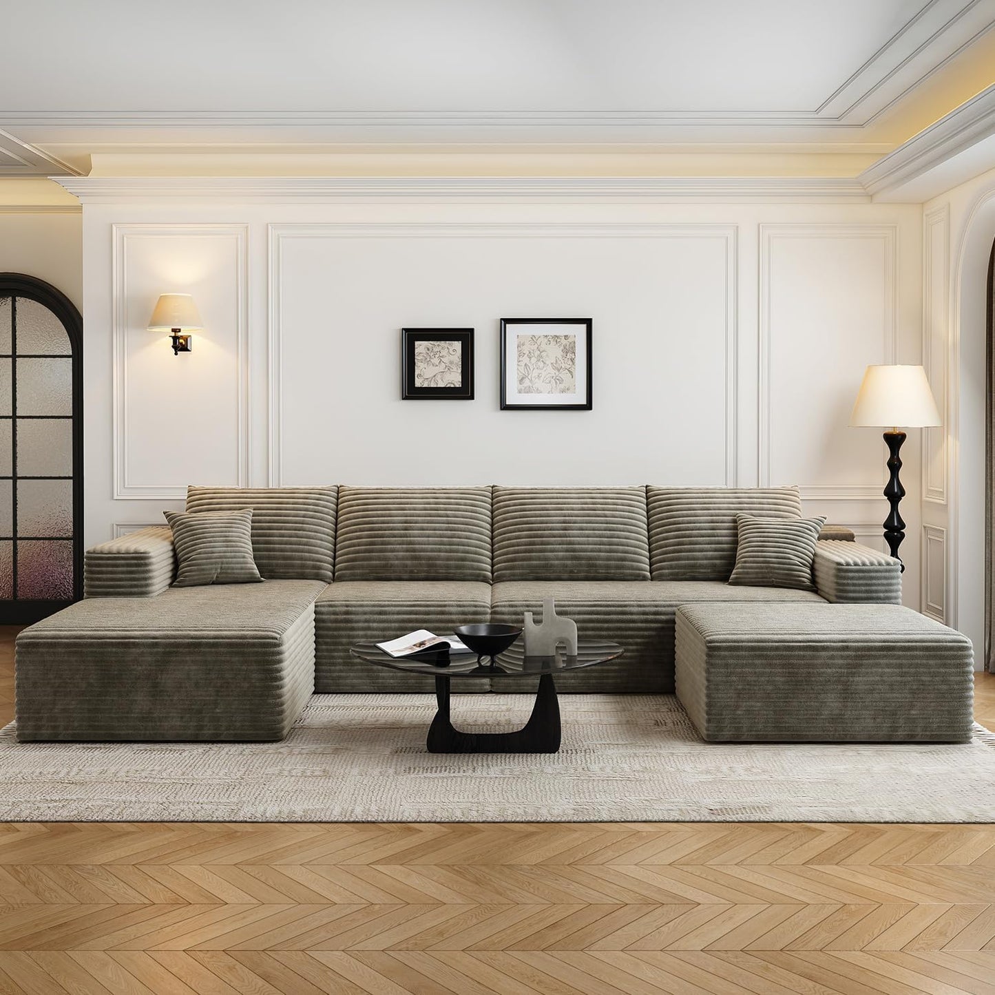 107.5" Cloud Modular Sectional Sofa with 1 Ottoman