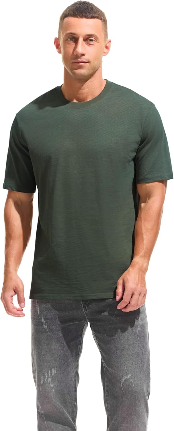 Cotton Loose Fit Thick T-Shirt Heavy Weight Crewneck Tees for Men