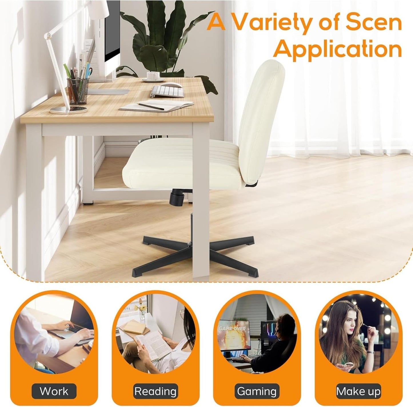 DUMOS Criss Cross Chair Legged Office Wide Comfy Desk Seat