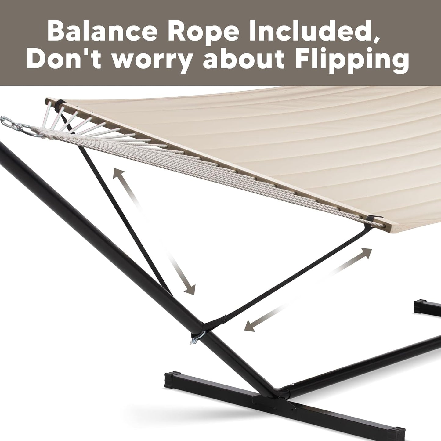 2 Person Hammock with Stand Heavy Duty Portable Dark Grey