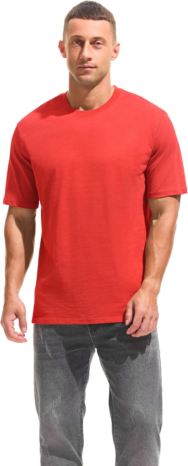 Cotton Loose Fit Thick T-Shirt Heavy Weight Crewneck Tees for Men