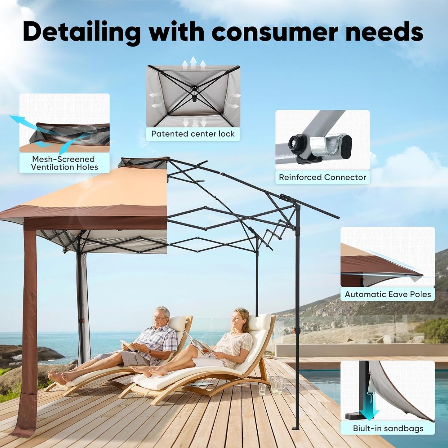 10x10FT Instant Canopy Tent – UV Protective Pop-Up Shelter for Backyard Patio or Camping
