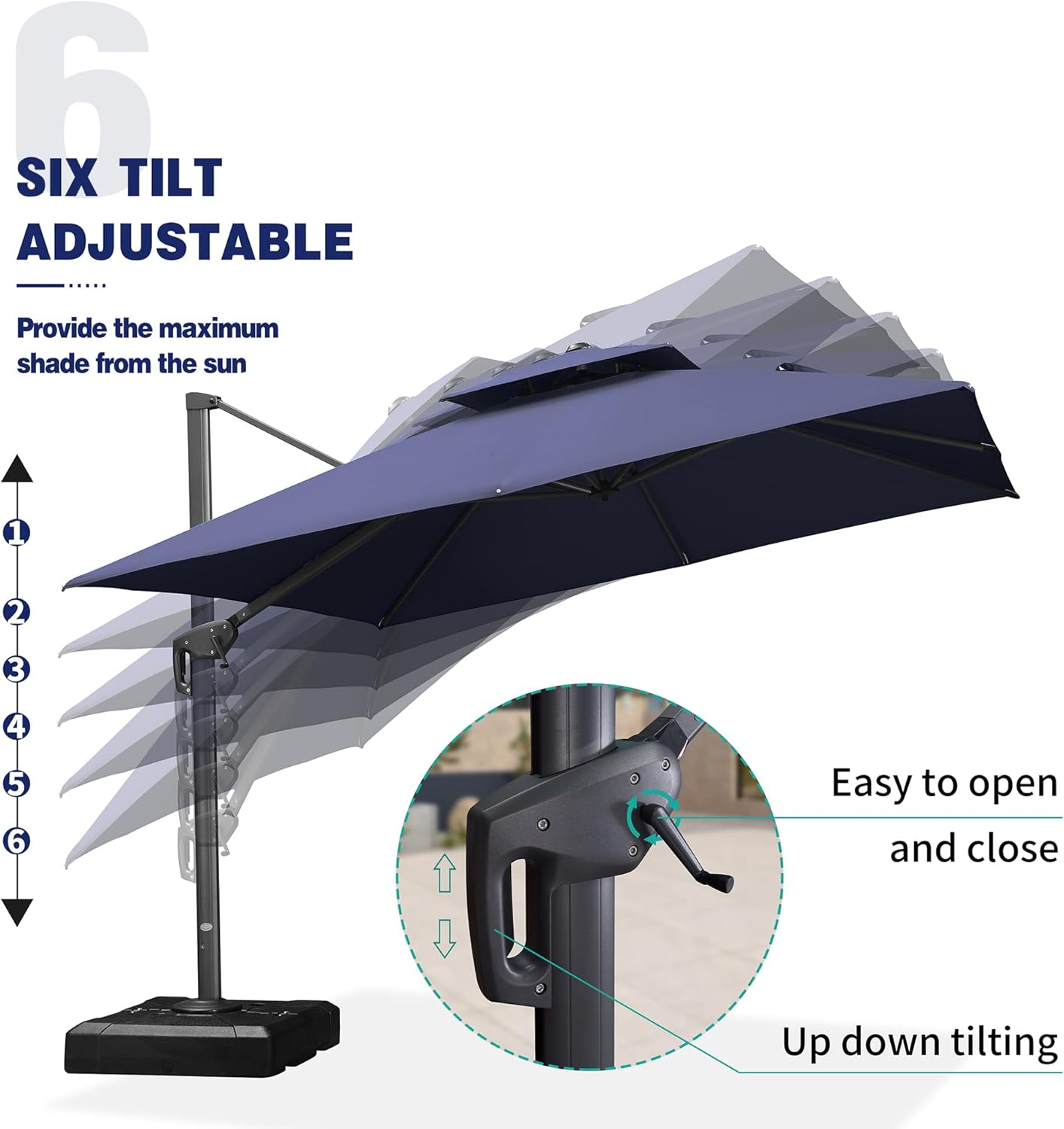 12ft Patio Umbrella with Base Large Outdoor Square Umbrella