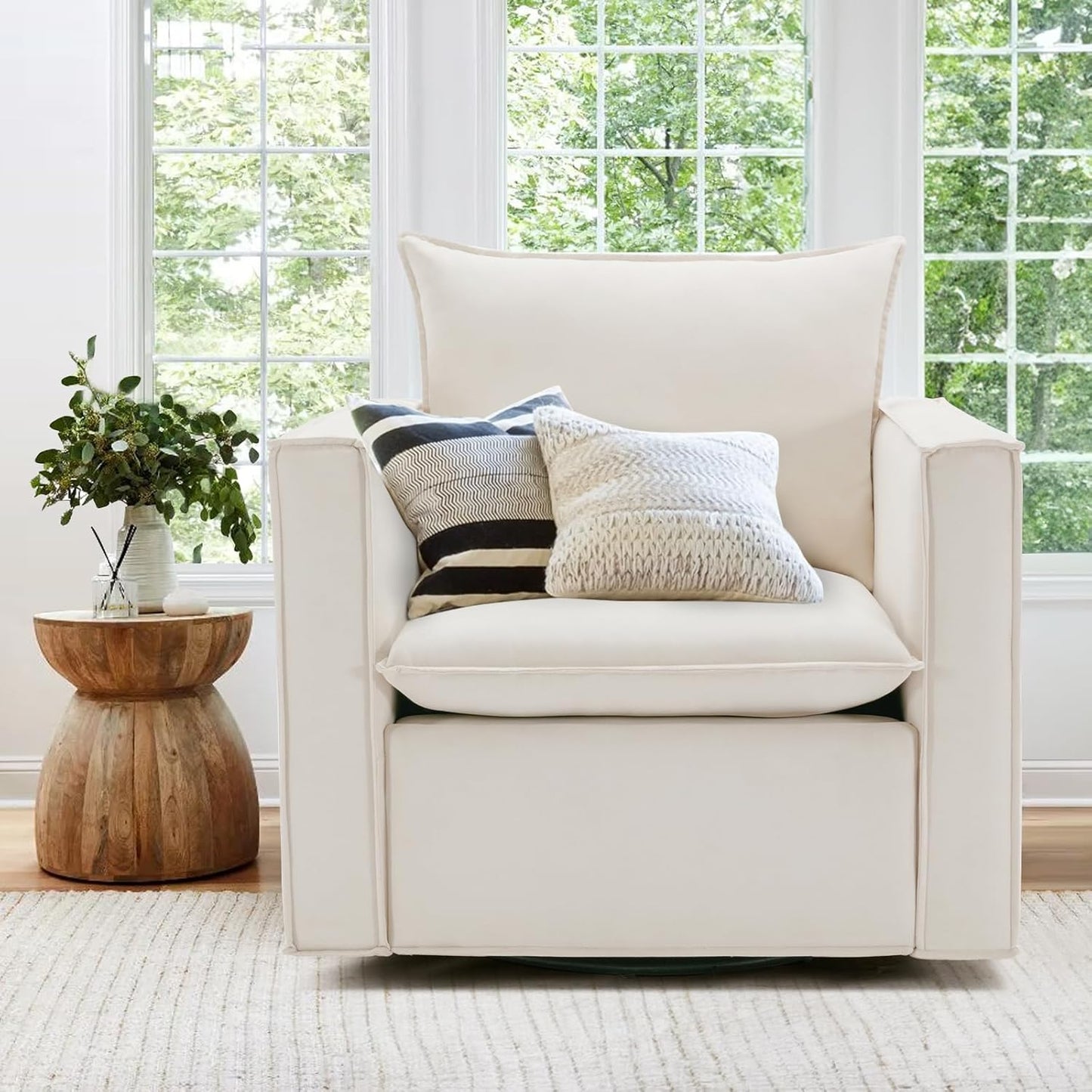 COLAMY Swivel Accent Chair Set 34 Inches Wide Upholstered Arm Chair