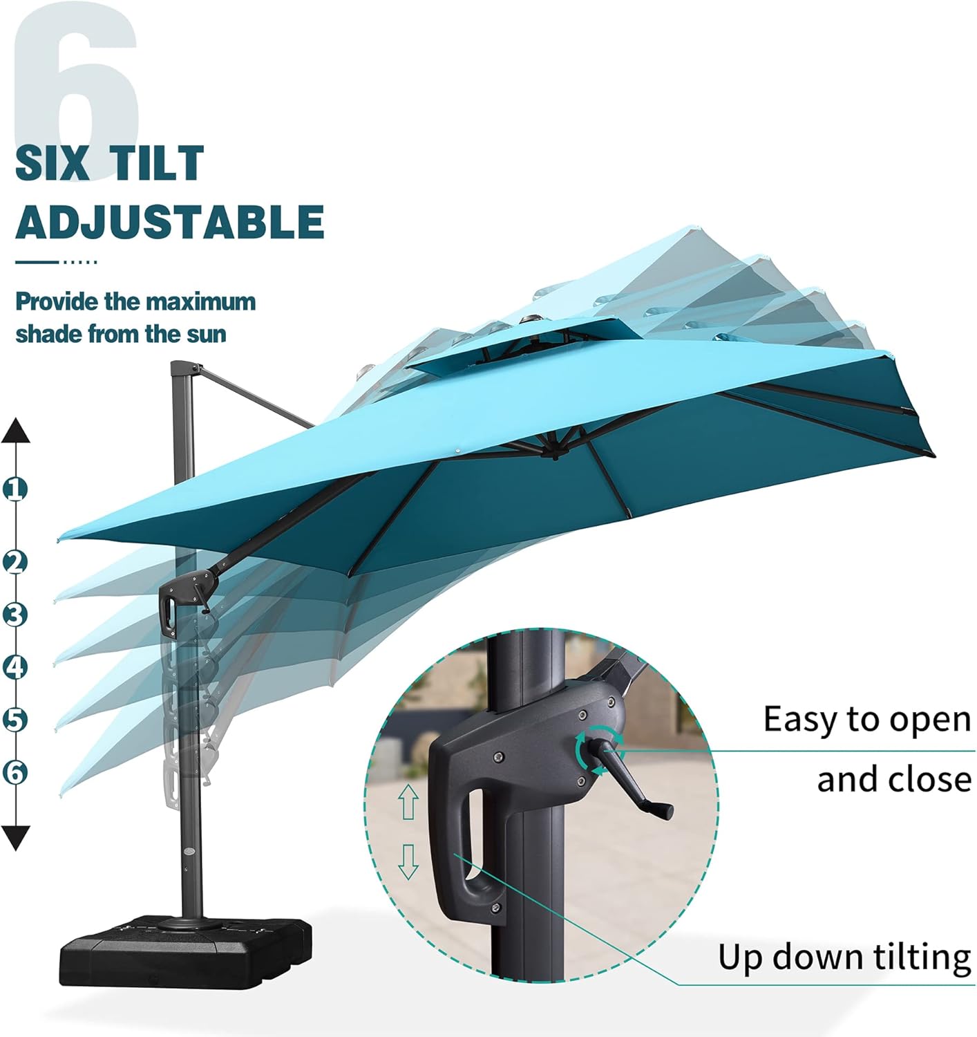 12ft Patio Umbrella with Base Large Outdoor Square Umbrella