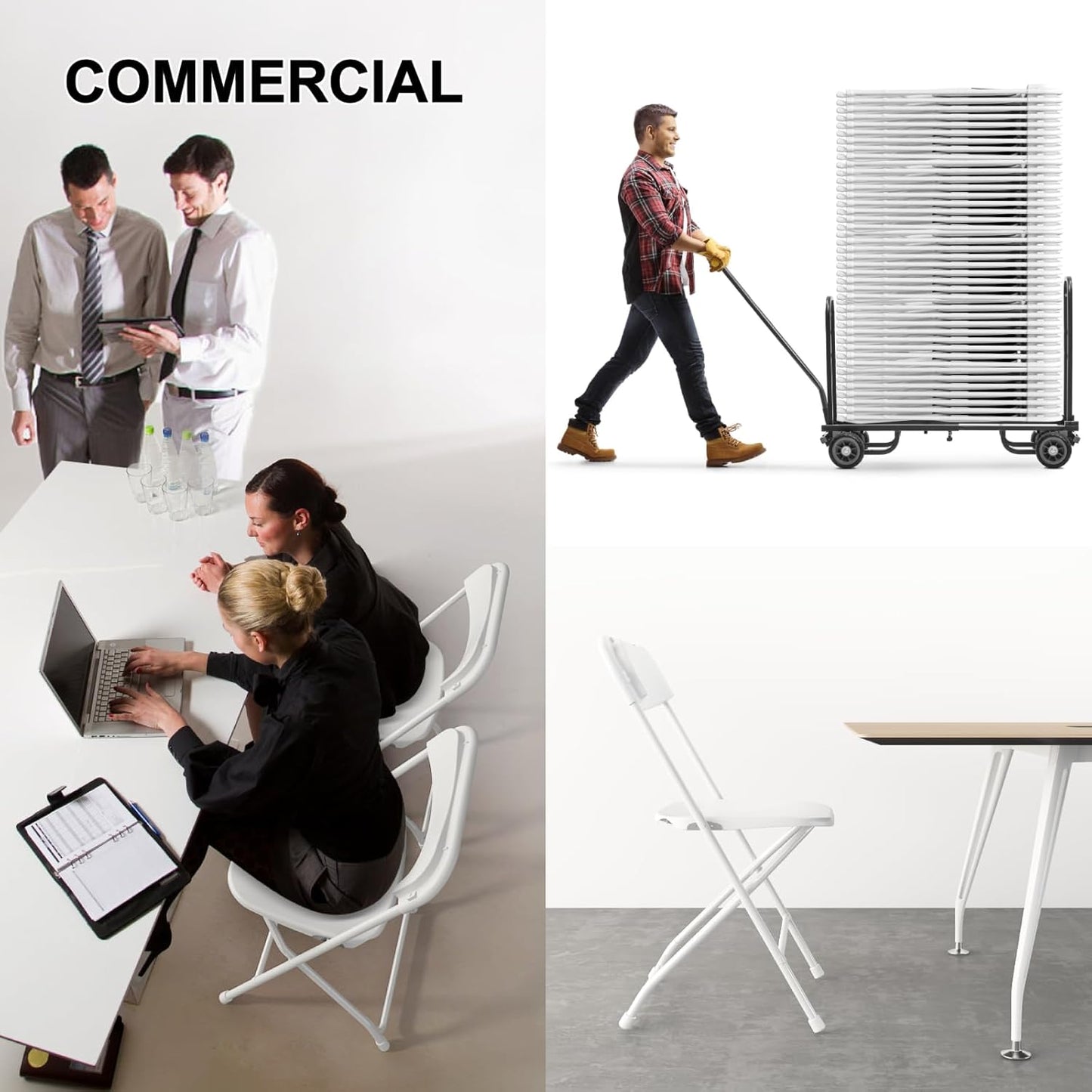10 Pack White Folding Chairs Portable Party Chairs