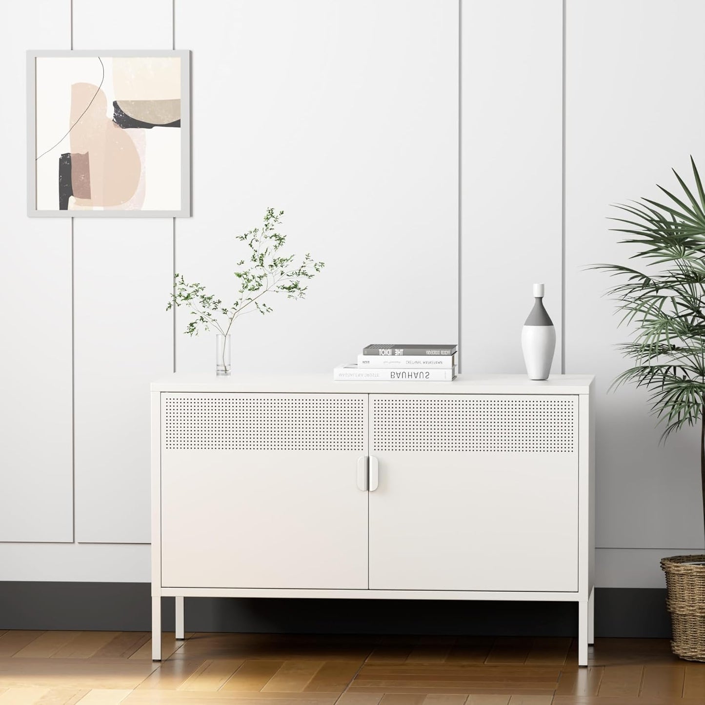 2 Door Storage Sideboard Metal Storage Cabinet with 2 Adjustable Shelf