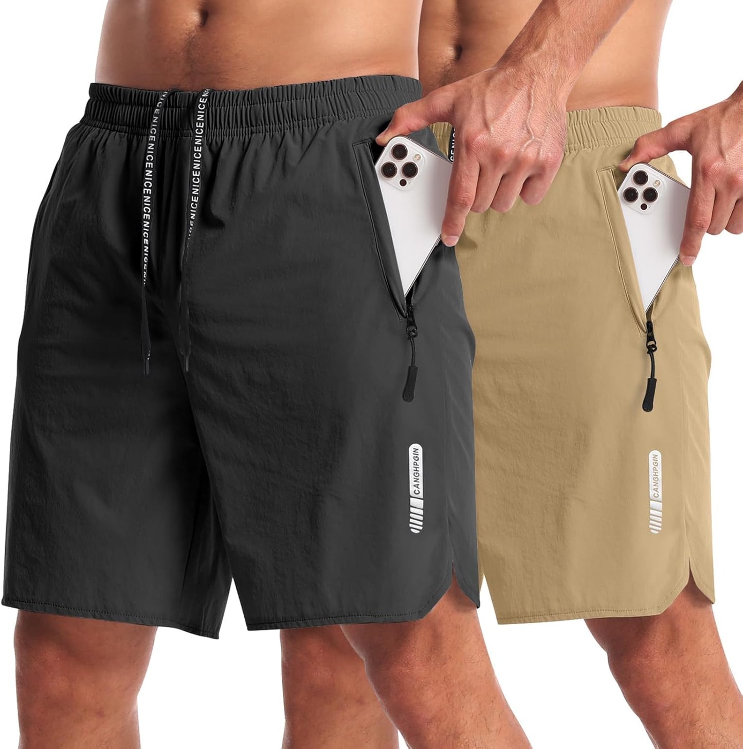 2 Pack Mens Workout Athletic Shorts 7 inch Inseam Quick Dry Hiking Shorts Men Lightweight Sports Gym Shorts Running