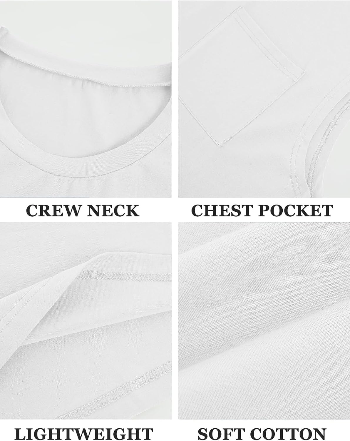 Mens Sleeveless Tank Tops Workout Cut Off Shirts Muscle Gym T Shirts with Pocket