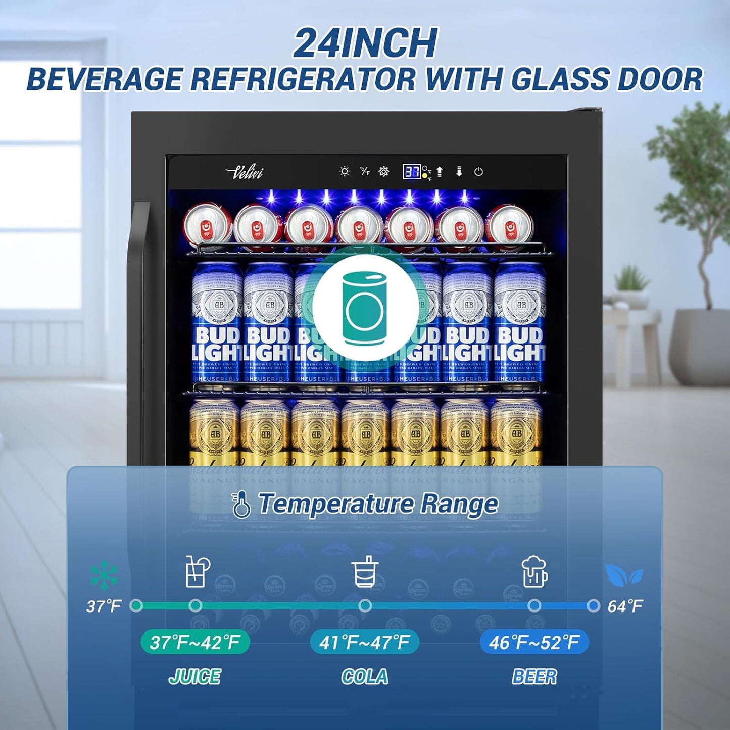 24 Inch Beverage Refrigerator Outdoor Under Counter Beverage Cooler for Patio