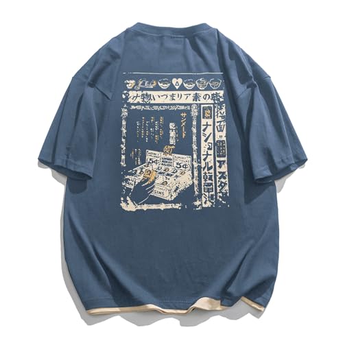 Mens 90s Vintage Oversized Shirts Unisex Harajuku T Shirt Print Graphic Tees
