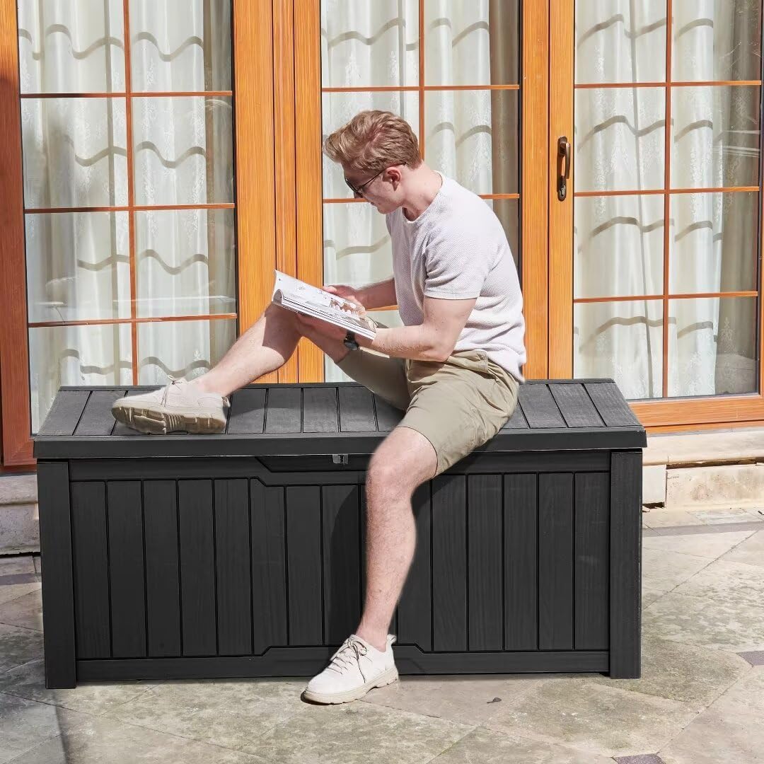 YITAHOME 120 Gallon Large Deck Box Upgraded Resin Outdoor Storage Boxes