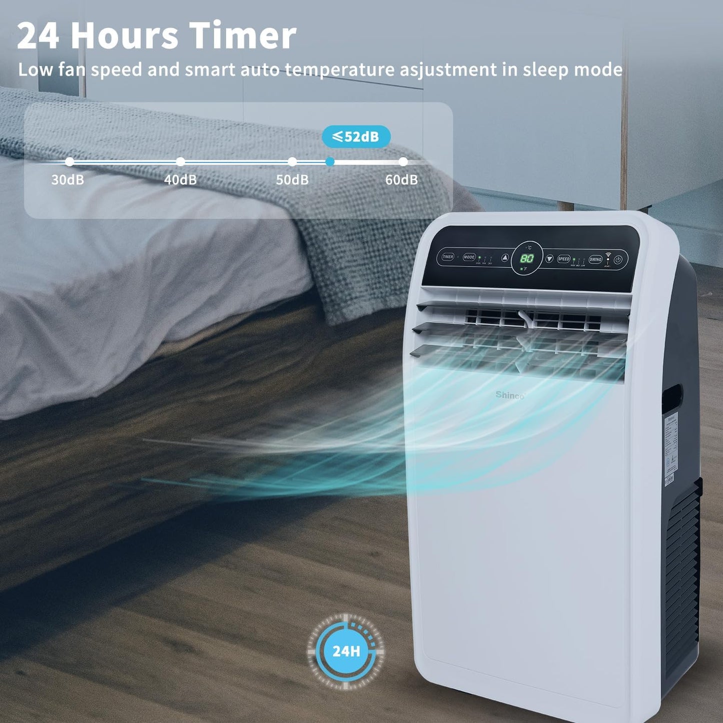 10,000 BTU Portable AC Wi-Fi Dehumidifier Fan Timer for 300 Sq.Ft with Window Kit