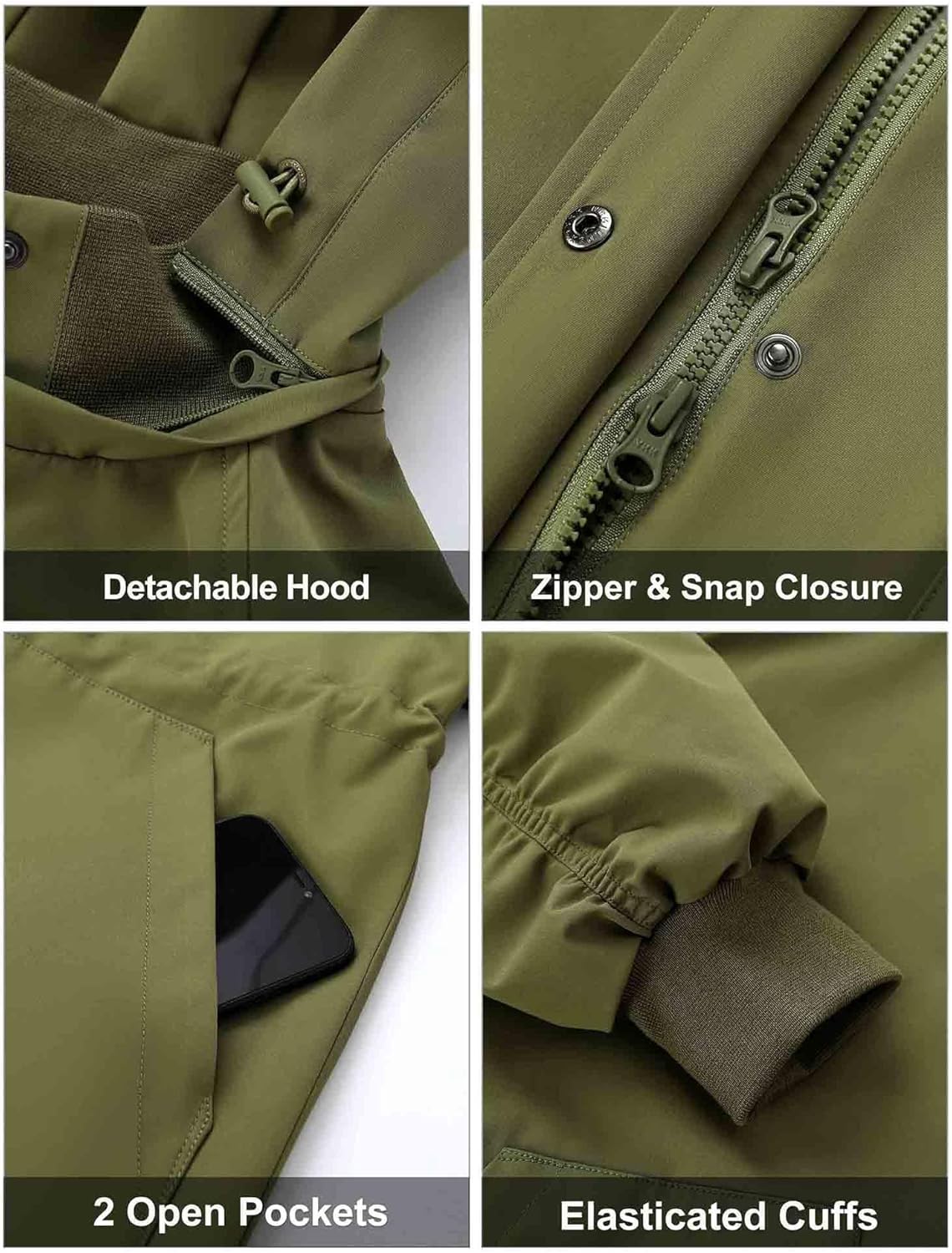 Womens Casual Hooded Raincoat Lightweight Long Zip Up Windbreaker Jacket with Belt