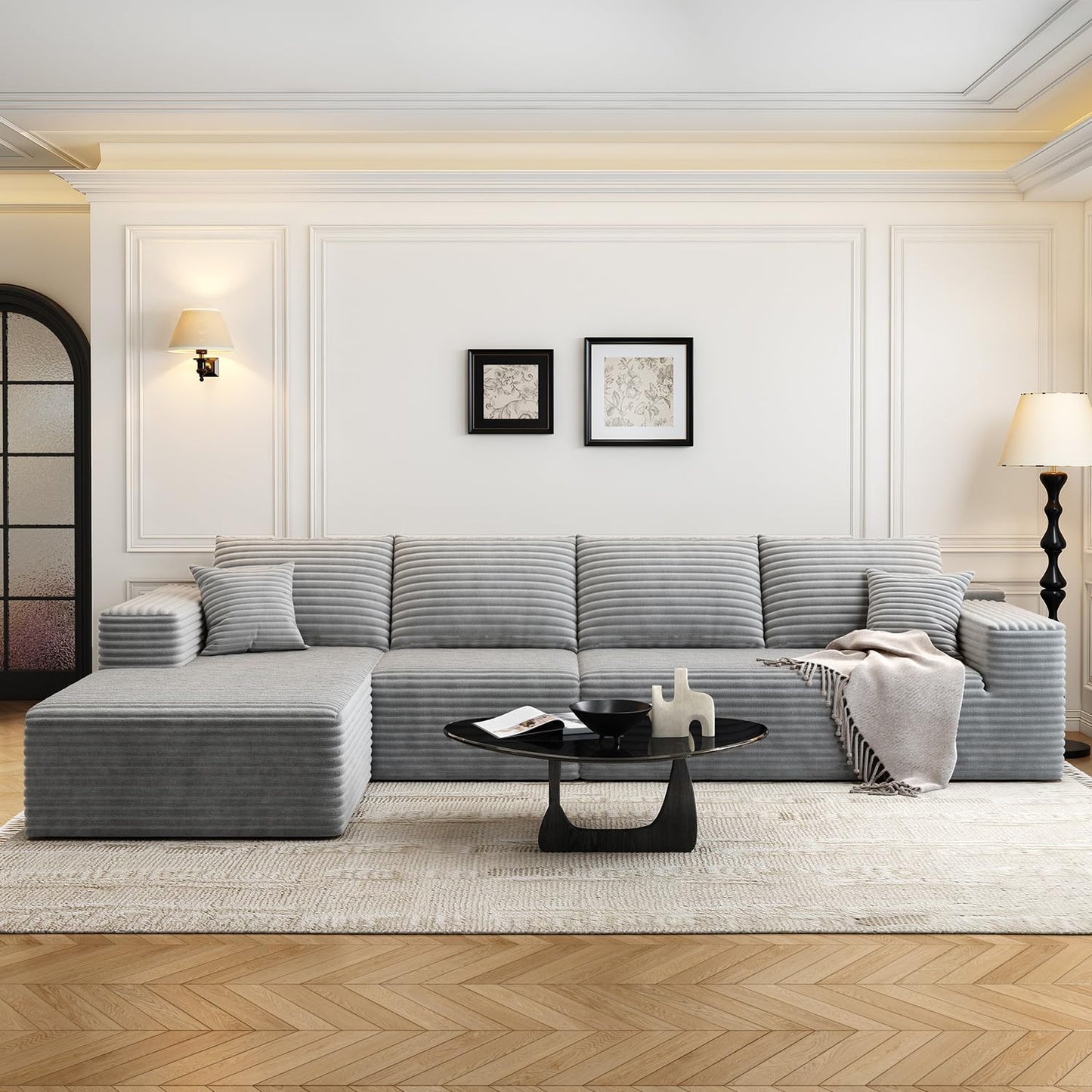 107.5" Cloud Modular Sectional Sofa with 1 Ottoman