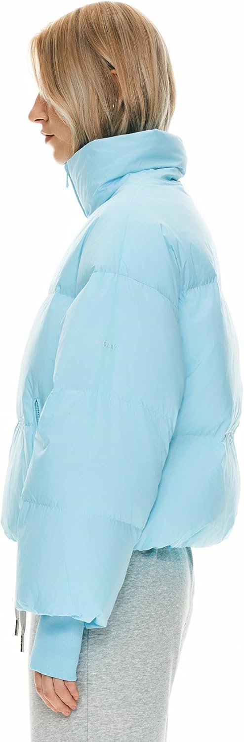 Womens Winter Oversized Cropped Puffer Jacket Zip Up Short Down Coat