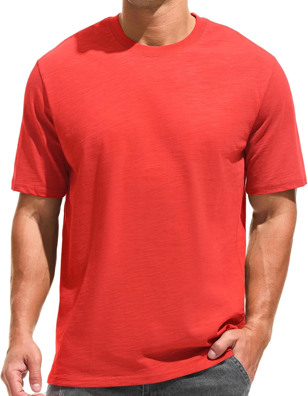 Cotton Loose Fit Thick T-Shirt Heavy Weight Crewneck Tees for Men