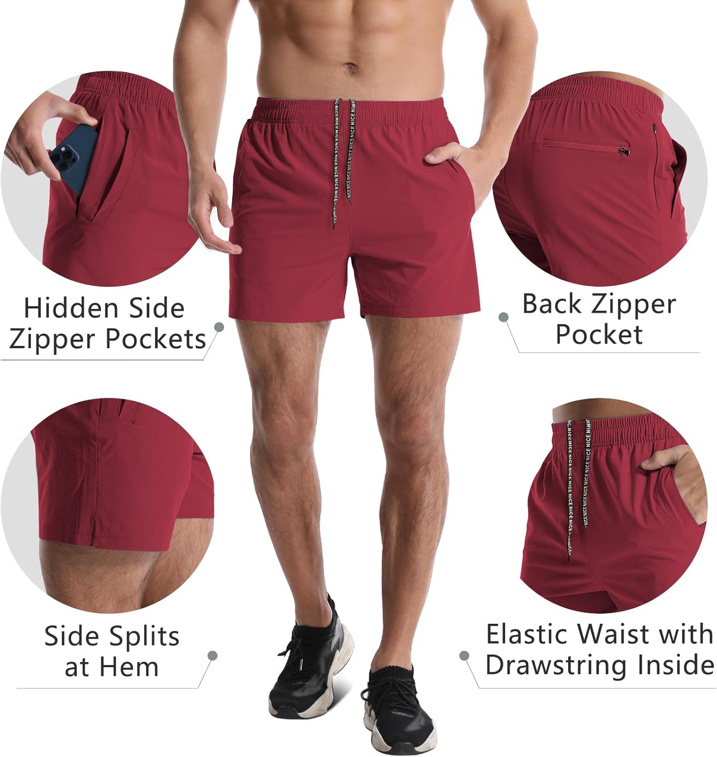 2 Pack Mens Athletic Shorts 5 Inch Quick Dry Gym Workout Shorts Men Lightweight Sports Running Shorts with Pockets