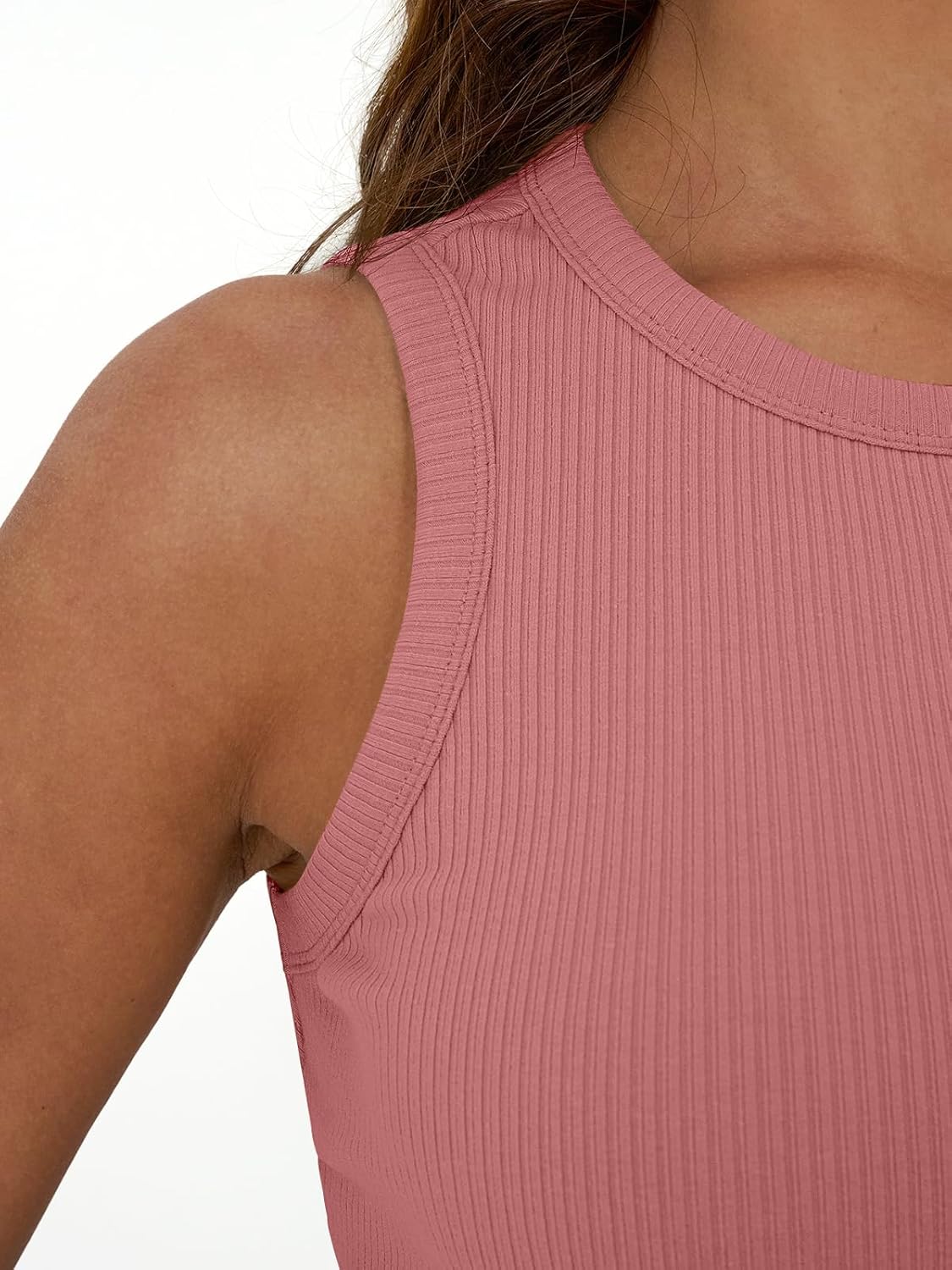 Womens Tank Tops Summer Workout Ribbed Sleeveless High Neck