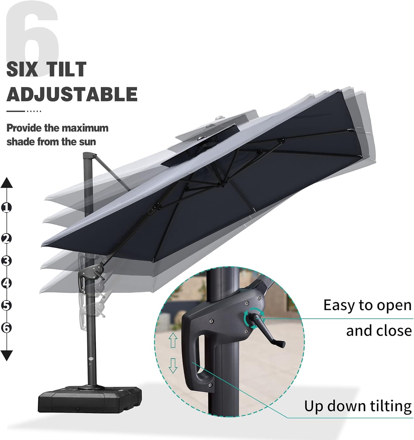 12ft Patio Umbrella with Base Large Outdoor Square Umbrella