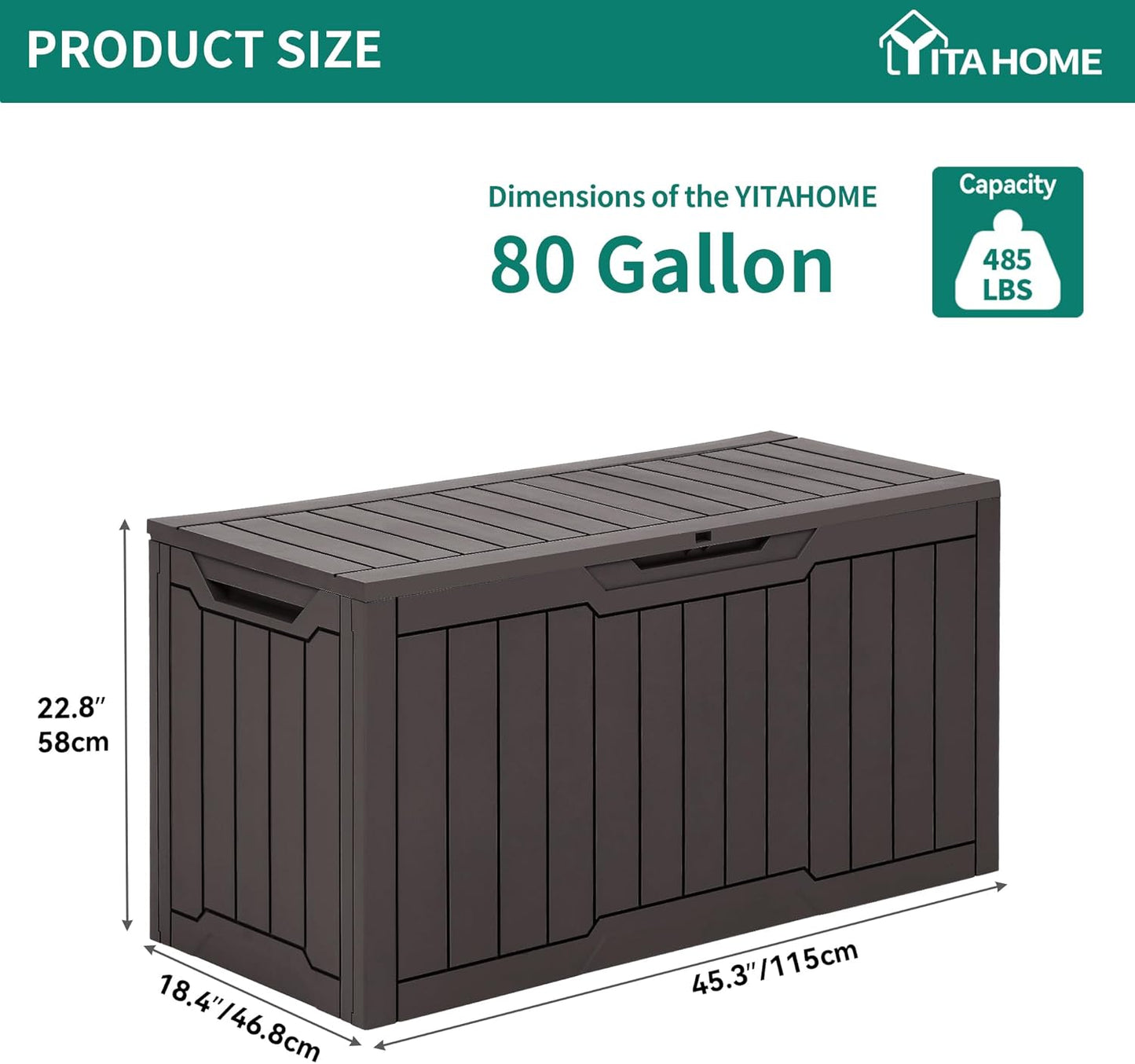 YITAHOME 120 Gallon Large Deck Box Upgraded Resin Outdoor Storage Boxes