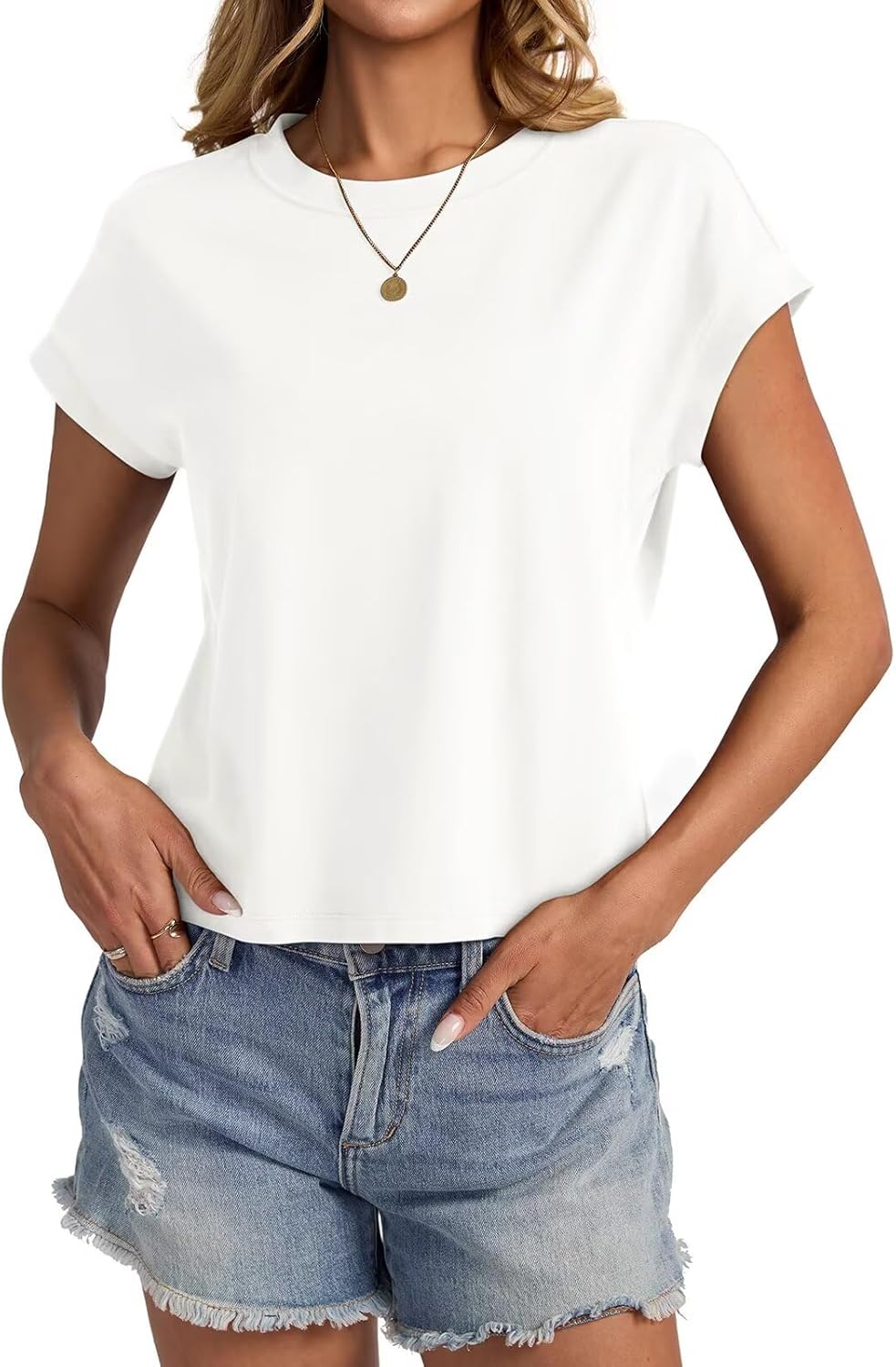 Womens Cap Sleeve Crop Tops Cotton T Shirts