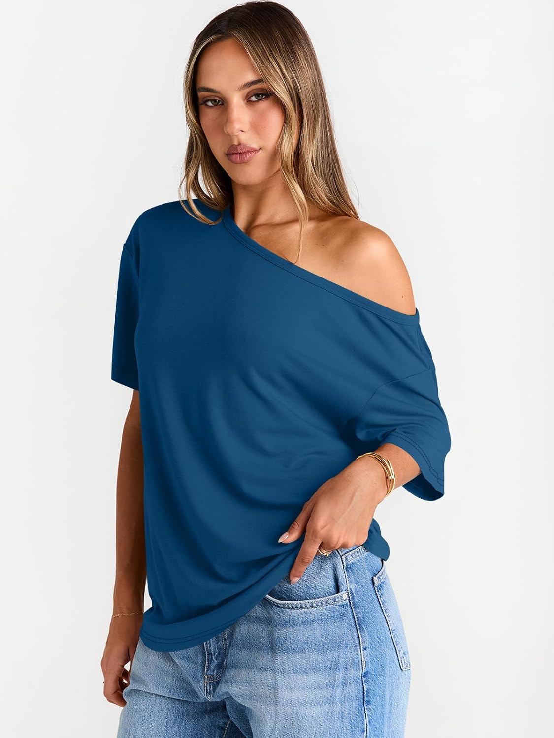 Womens Off The Shoulder Tops Oversized T-Shirts