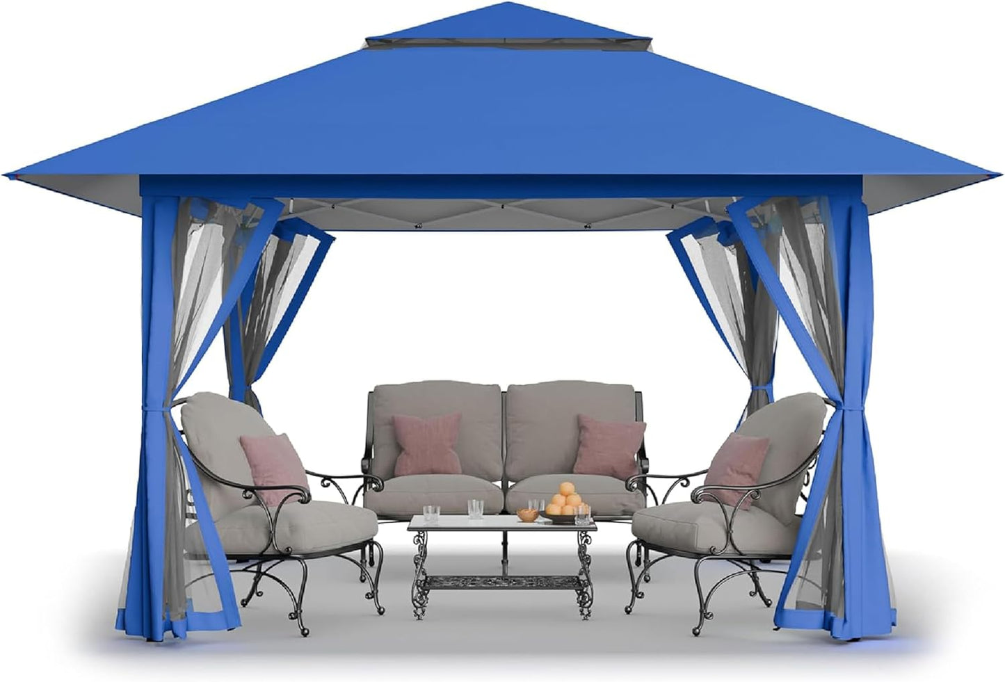 13x13 Pop Up Gazebo Canopy Tent with Wheeled Storage Bag Grey
