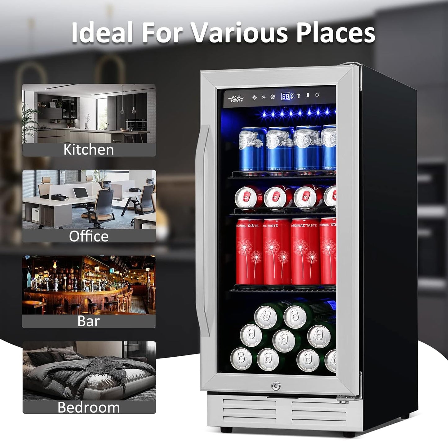 24 Inch Beverage Refrigerator Outdoor Under Counter Beverage Cooler for Patio