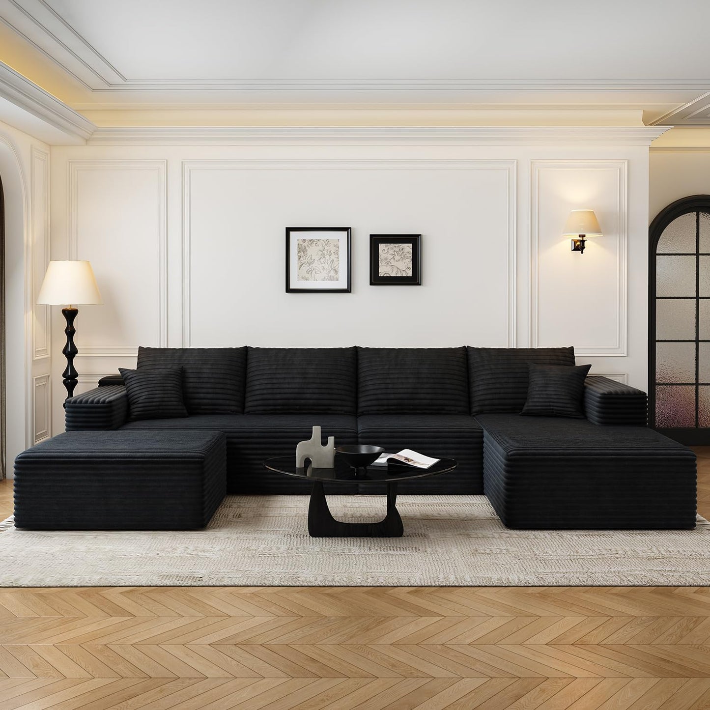 107.5" Cloud Modular Sectional Sofa with 1 Ottoman