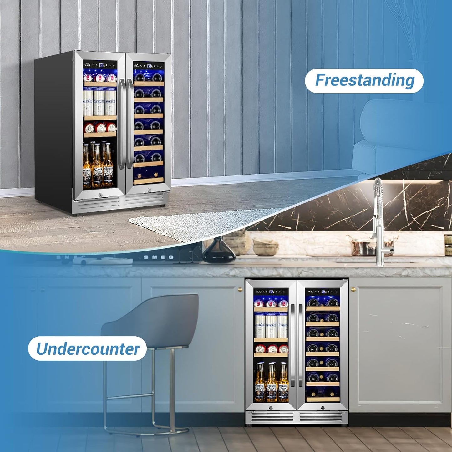 24 Inch Beverage Refrigerator Outdoor Under Counter Beverage Cooler for Patio