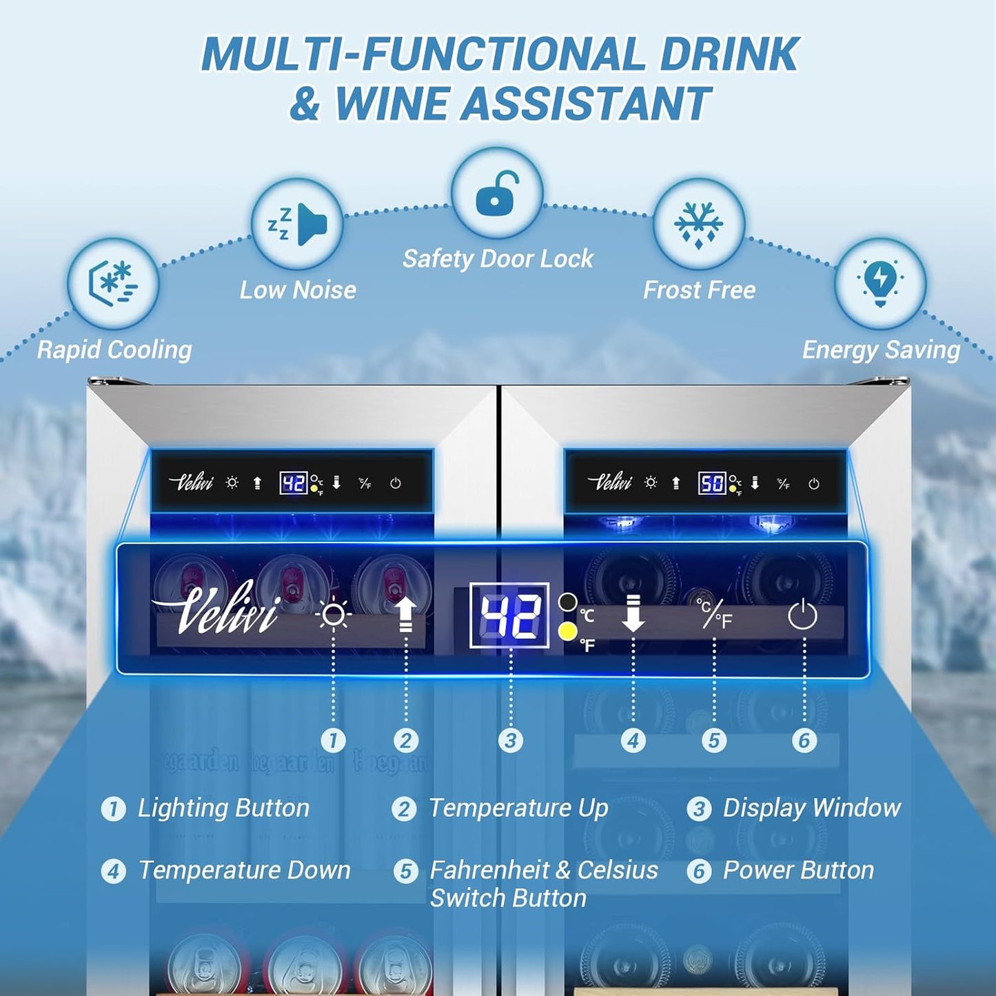 24 Inch Beverage Refrigerator Outdoor Under Counter Beverage Cooler for Patio