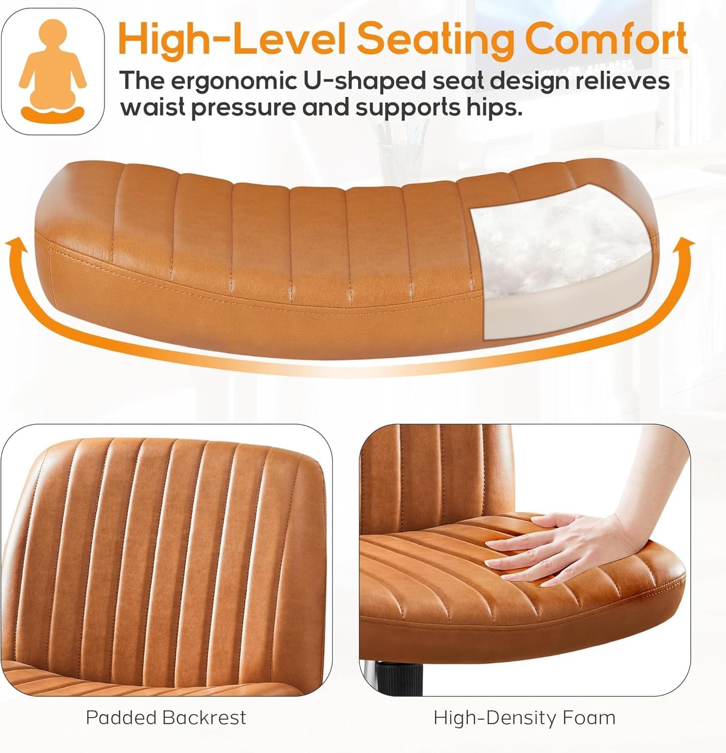 DUMOS Criss Cross Chair Legged Office Wide Comfy Desk Seat