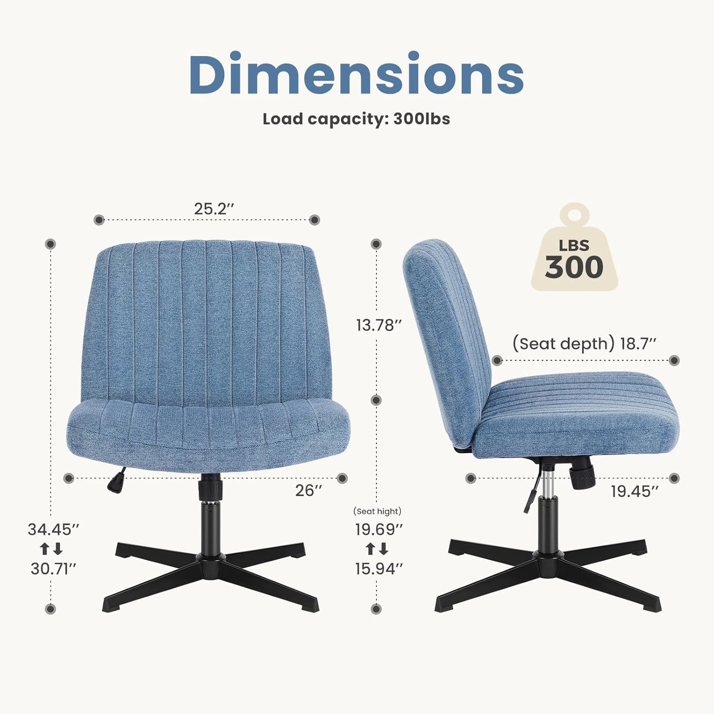 DUMOS Criss Cross Chair Legged Office Wide Comfy Desk Seat