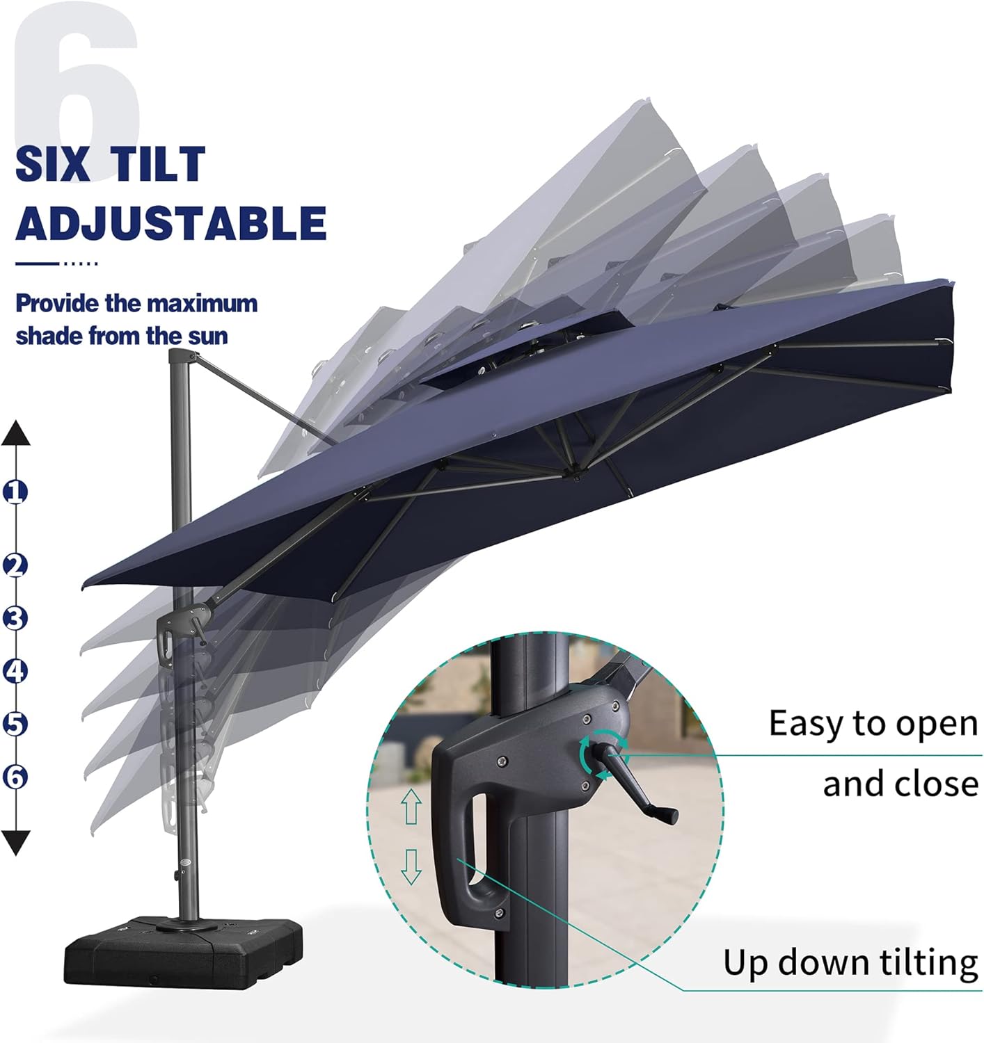 12ft Patio Umbrella with Base Large Outdoor Square Umbrella