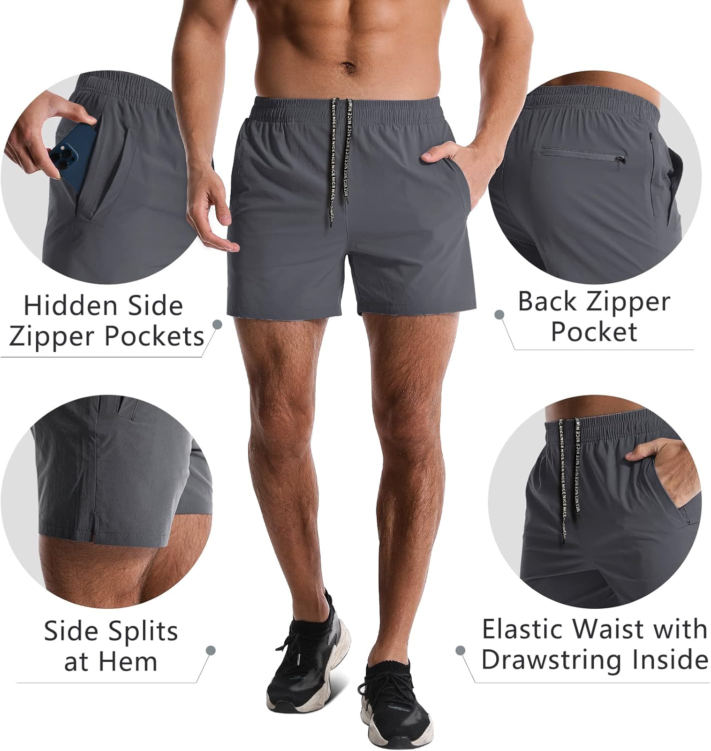 2 Pack Mens Athletic Shorts 5 Inch Quick Dry Gym Workout Shorts Men Lightweight Sports Running Shorts with Pockets