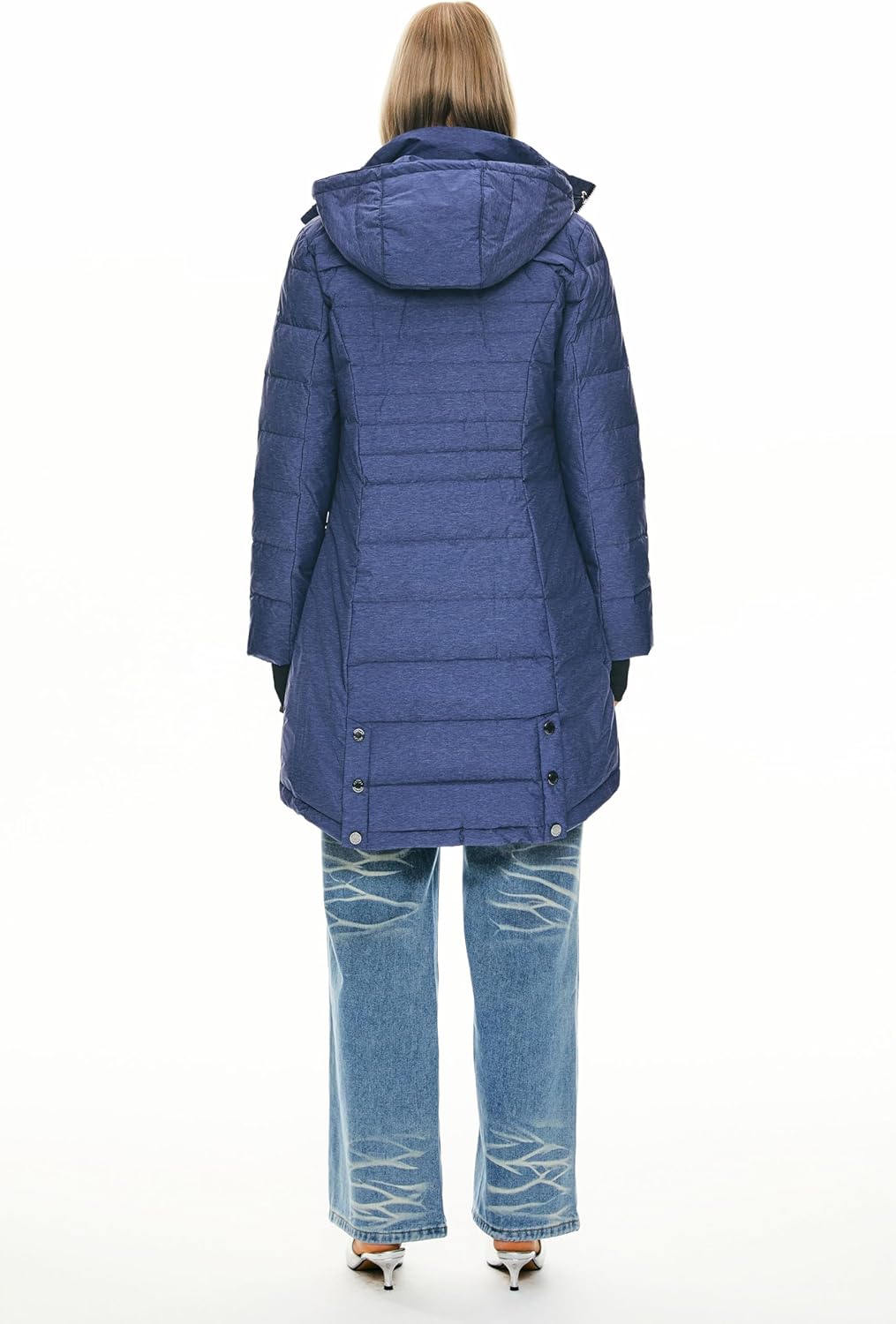 Womens Long Winter Down Jacket Hooded Quilted Puffer Coat Slim Fit Warm Outerwear