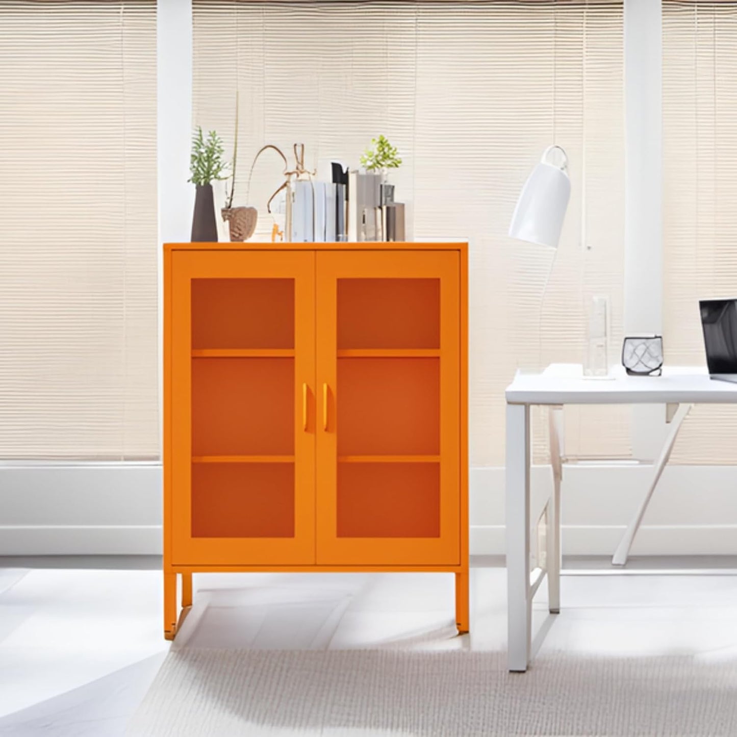 2 Door Storage Sideboard Metal Storage Cabinet with 2 Adjustable Shelf