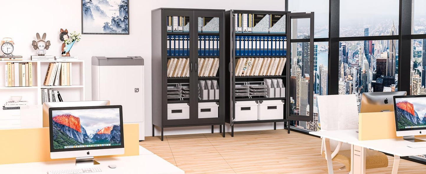 2 Door Storage Sideboard Metal Storage Cabinet with 2 Adjustable Shelf