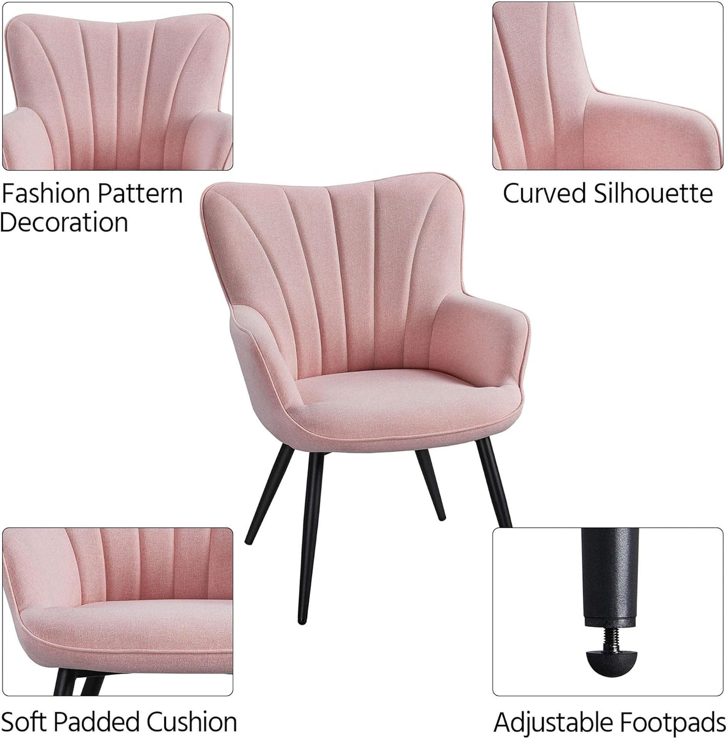Yaheetech PU Leather Armchair Modern Accent Chair with Metal Legs