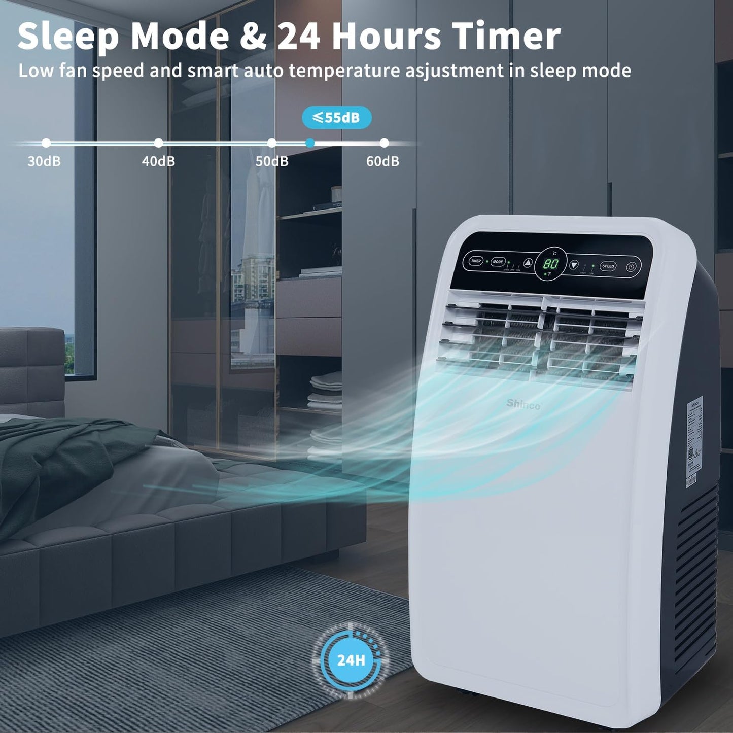 10,000 BTU Portable AC Wi-Fi Dehumidifier Fan Timer for 300 Sq.Ft with Window Kit
